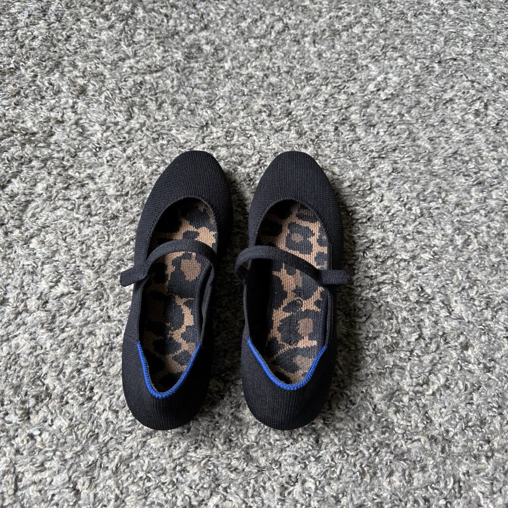 Rothy’s The Max Square Mary Jane Women’s Washable Flats Black Womens 5.5 Shoe - Picture 3 of 5